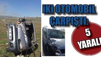 İKİ OTOMOBİL &Ccedil;ARPIŞTI: 5 YARALI