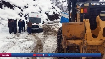 81 yaşındaki kadın, ekiplerin karla m&uuml;cadelesiyle hastaneye ulaştırıldı