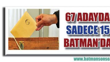 67 ADAYDAN SADECE 15&rsquo;İ BATMAN&rsquo;DAN