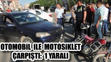 OTOMOBİL İLE MOTOSİKLET &Ccedil;ARPIŞTI: 1 YARALI