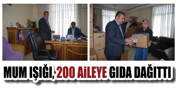 MUM IŞIĞI, 200 AİLEYE GIDA DAĞITTI