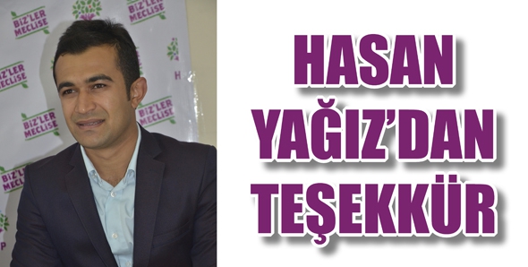 HASAN YAĞIZ&rsquo;DAN TEŞEKK&Uuml;R