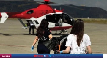 Ambulans helikopter hasta i&ccedil;in havalandı