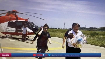 Ambulans helikopter minik Said i&ccedil;in havalandı