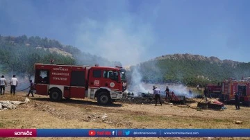 Anız yangını evlere sı&ccedil;ramadan s&ouml;nd&uuml;r&uuml;ld&uuml;