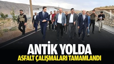 Antik yolda asfalt &ccedil;alışmaları tamamlandı