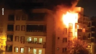 Apartmanın d&ouml;rd&uuml;nc&uuml; katı alev aldı