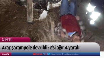 Ara&ccedil; şarampole devrildi: 2&rsquo;si ağır 4 yaralı