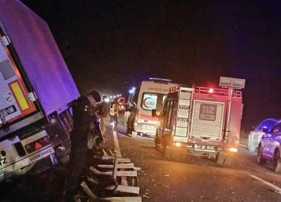 Bariyerlere &ccedil;arpan tırın s&uuml;r&uuml;c&uuml;s&uuml; yaralandı