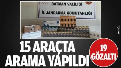 Batman'da 15 ara&ccedil;ta arama yapıldı 19 g&ouml;zaltı