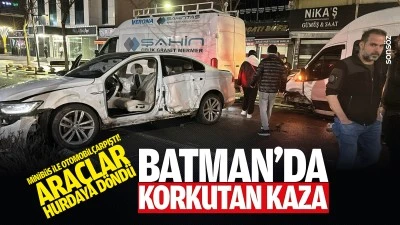 Batman&rsquo;da korkutan kaza: Minib&uuml;s ile otomobil &ccedil;arpıştı!