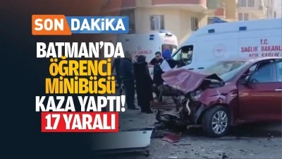 Batman&rsquo;da &ouml;ğrenci minib&uuml;s&uuml; kaza yaptı! 17 yaralı
