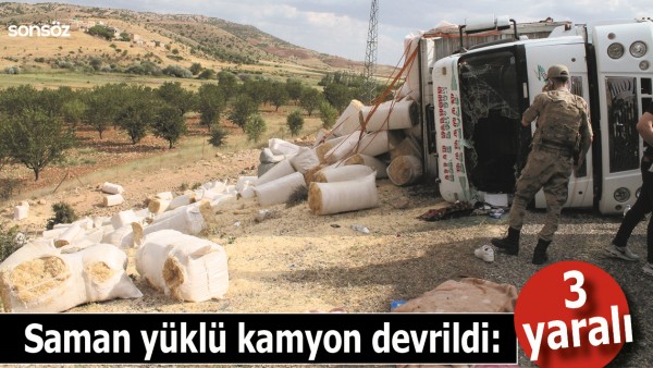Batman'da saman y&uuml;kl&uuml; kamyon devrildi