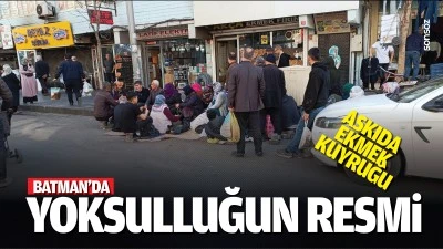 Batman&rsquo;da yoksulluğun resmi; Askıda ekmek kuyruğu