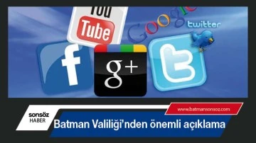 Batman Valiliği&rsquo;nden &ouml;nemli a&ccedil;ıklama