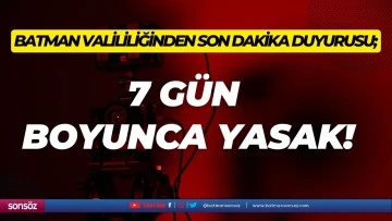 Batman Valililiğinden son dakika duyurusu