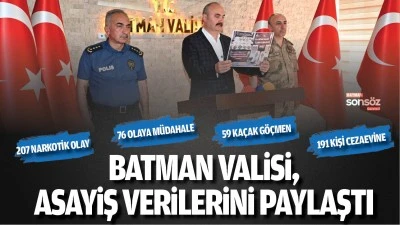 Batman Valisi, asayiş verilerini paylaştı