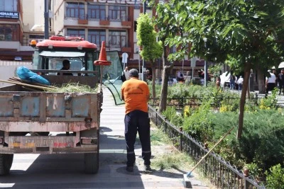 Belediyeden temizlik ve peyzaj &ccedil;alışması