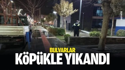Bulvarlar k&ouml;p&uuml;kle yıkandı