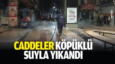 Caddeler k&ouml;p&uuml;kl&uuml; suyla yıkandı