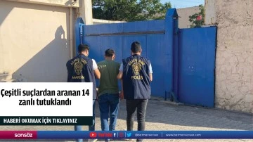 &Ccedil;eşitli su&ccedil;lardan aranan 14 zanlı tutuklandı