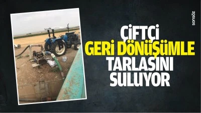 &Ccedil;ift&ccedil;i geri d&ouml;n&uuml;ş&uuml;mle tarlasını suluyor