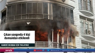 &Ccedil;ıkan yangında 4 kişi dumandan etkilendi