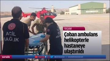 Çoban ambulans helikopterle hastaneye ulaştırıldı