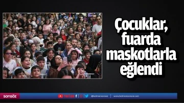 &Ccedil;ocuklar, fuarda maskotlarla eğlendi