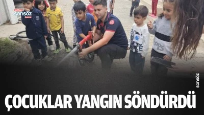 &Ccedil;ocuklar yangın s&ouml;nd&uuml;rd&uuml;