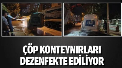 &Ccedil;&ouml;p konteynırları dezenfekte ediliyor