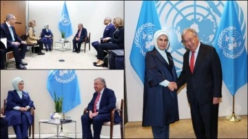 Cumhurbaşkanı Erdoğan ve Eşi New York'ta BM Genel Sekreteri ile G&ouml;r&uuml;şt&uuml;