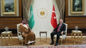 Cumhurbaşkanı Erdoğan ve Suudi Veliaht Prensi İsrail'in Filistin'deki İnsanlık Su&ccedil;ları Hakkında G&ouml;r&uuml;şt&uuml;
