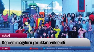 Deprem mağduru &ccedil;ocuklar renklendi