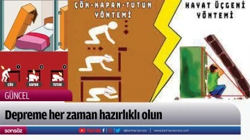 Depreme hazırlıklı olun!