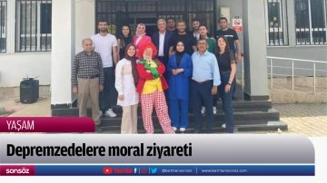 Depremzedelere moral ziyareti