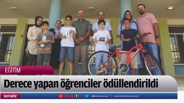 Derece yapan &ouml;ğrenciler &ouml;d&uuml;llendirildi