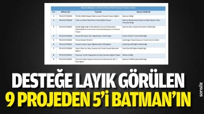 Desteğe layık g&ouml;r&uuml;len 9 projeden 5&rsquo;i Batman&rsquo;ın