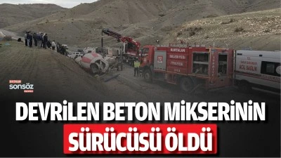 Devrilen beton mikserinin s&uuml;r&uuml;c&uuml;s&uuml; &ouml;ld&uuml;