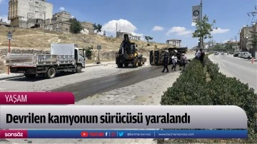 Devrilen kamyonun s&uuml;r&uuml;c&uuml;s&uuml; yaralandı