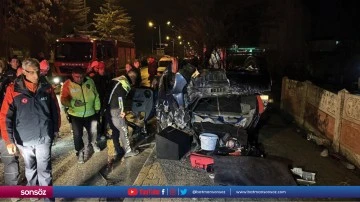 Devrilen otomobildeki 2 kişi yaralandı
