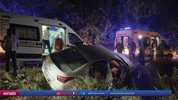 Devrilen otomobildeki 6 kişi yaralandı