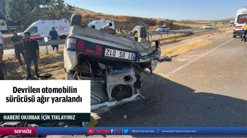  Devrilen otomobilin s&uuml;r&uuml;c&uuml;s&uuml; ağır yaralandı