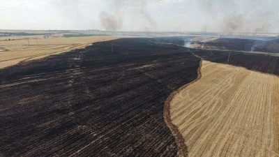 Diyarbakır'da &ccedil;ıkan anız yangını kontrol altına alındı