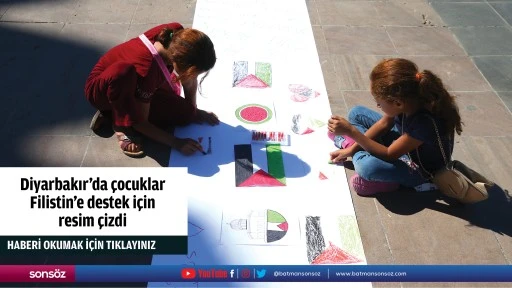 Diyarbakır&rsquo;da &ccedil;ocuklar  Filistin&rsquo;e destek i&ccedil;in  resim &ccedil;izdi