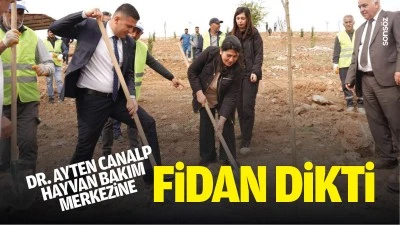 Dr. Ayten Canalp, Hayvan Bakım Merkezine fidan dikti
