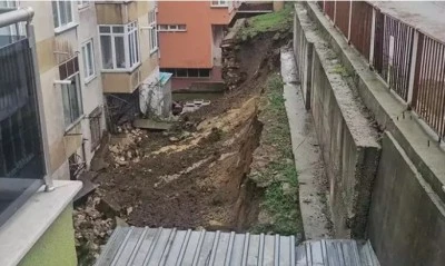 Edirne'de bir apartmanın istinat duvarı &ccedil;&ouml;kt&uuml;
