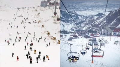 Erciyes'te pistler kayakseverlerle doldu