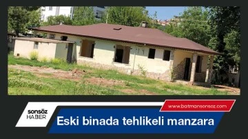 Eski binada tehlikeli manzara