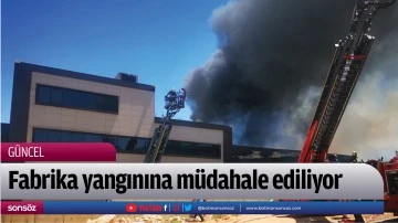 Fabrika yangınına m&uuml;dahale ediliyor